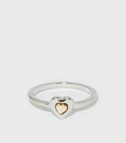 New Look Silver and Gold Mixed Metal Heart Ring